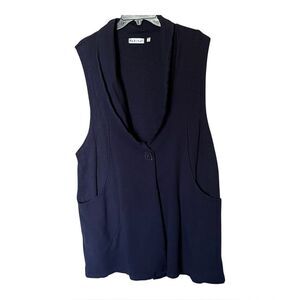 Habitat Blue Sleeveless Tunic Vest with One Button Closure and Pockets Size XL